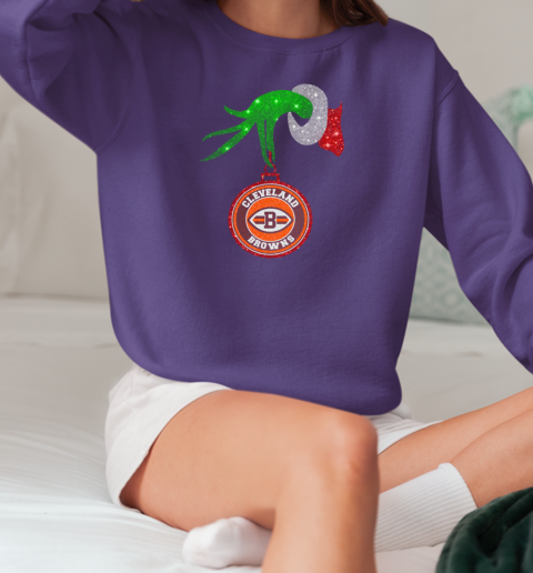 Grinch Hand Holding Cleveland Browns Christmas T-Shirt Unisex Sweatshirt