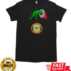 Grinch Hand Holding Green Bay Packers Christmas T-Shirt