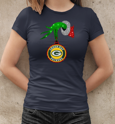 Grinch Hand Holding Green Bay Packers Christmas T-Shirt Classic Women's T-shirt