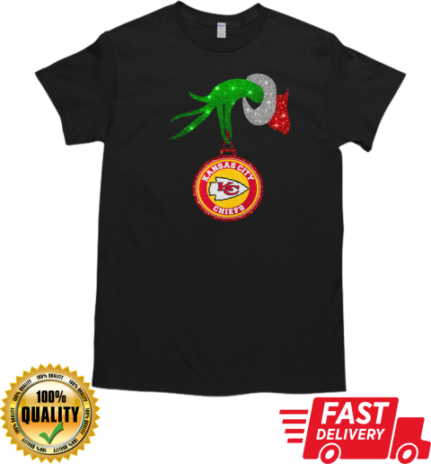 Grinch Hand Holding Kansas City Chiefs Christmas T-Shirt