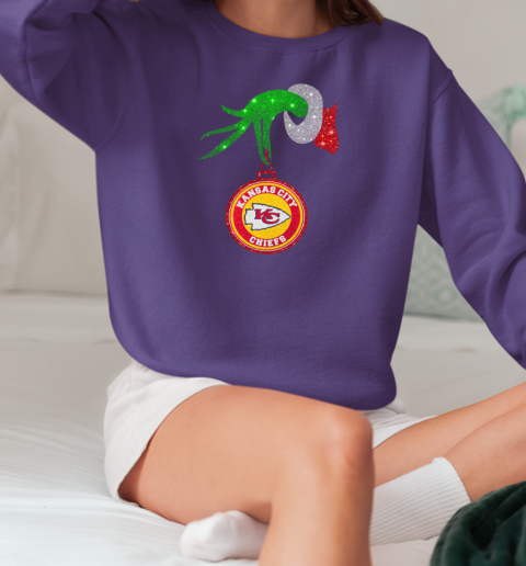 Grinch Hand Holding Kansas City Chiefs Christmas T-Shirt Unisex Sweatshirt