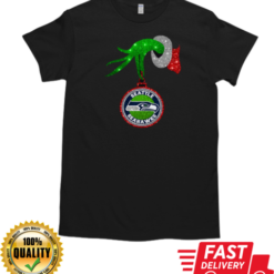 Grinch Hand Holding Seattle Seahawks Christmas T-Shirt