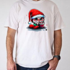 Humorous Cartoon Character with Santa Hats and Alcoholic Drink T-Shirt