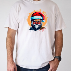 Illustration of Santa Claus with Red Hat and White Beard T-Shirt