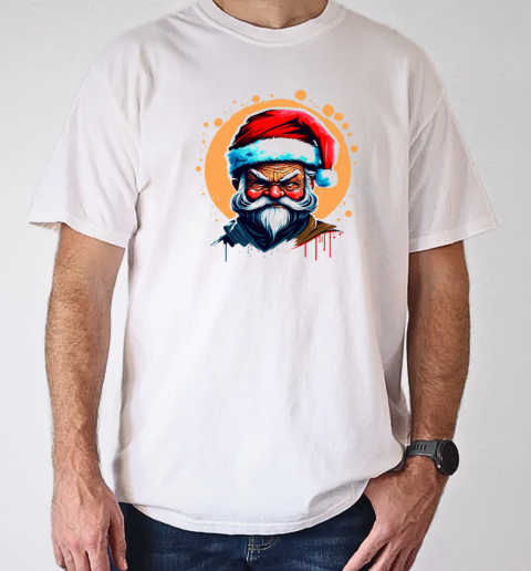 Illustration of Santa Claus with Red Hat and White Beard T-Shirt