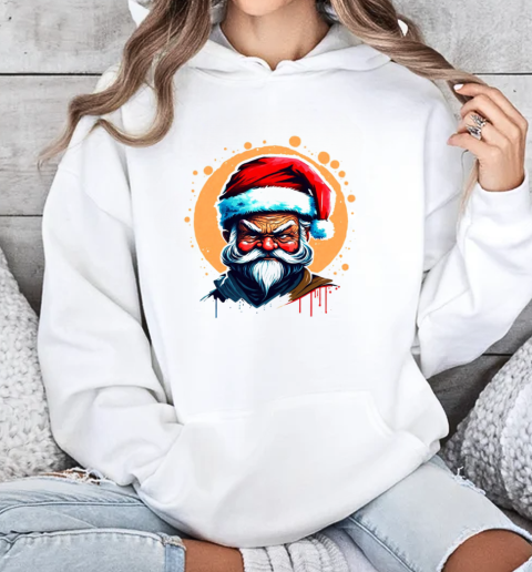 Illustration of Santa Claus with Red Hat and White Beard T-Shirt Unisex Hoodie