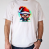 Illustration of a Cartoon Elf with Santa Hat and Snowflakes T-Shirt Classic Men's T-shirt