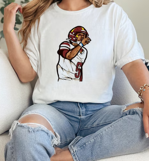 Jayden Daniels Shhh Cartoon Football Design T-Shirt Classic Women's T-shirt