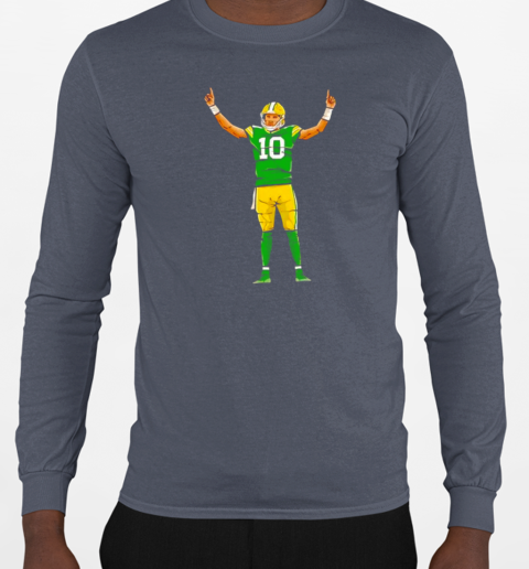 Jordan Love Celebration Cartoon Football Design T-Shirt Long Sleeved T-shirt 