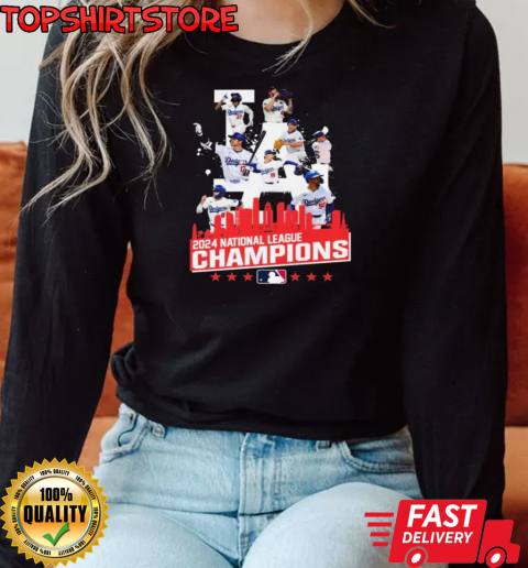 Los Angeles Dodgers 2024 National League Champions Best Team Portrait T-Shirt Long Sleeved T-shirt 