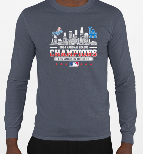 Los Angeles Dodgers 2024 National League Champions Skyline T-Shirt Long Sleeved T-shirt 