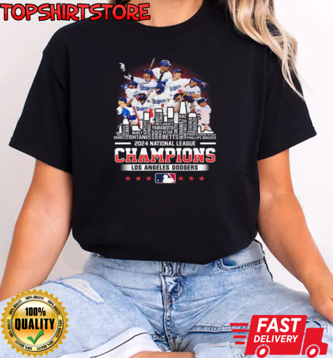 Los Angeles Dodgers Baseball National League Champions 2024 All Name Players Skyline T-Shirt Classic Women's T-shirt