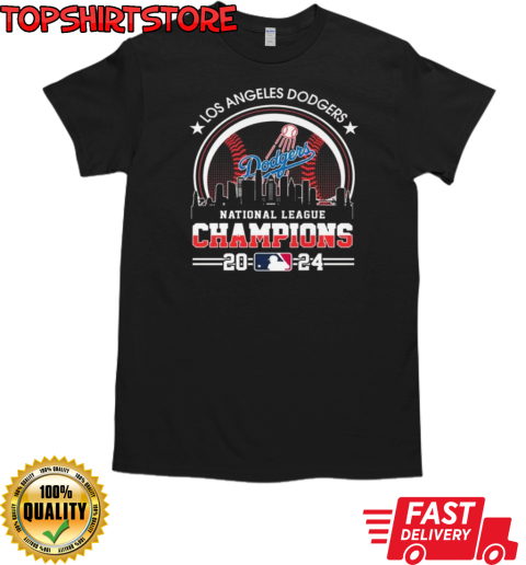 Los Angeles Dodgers National League Champions 2024 MLB Skyline T-Shirt