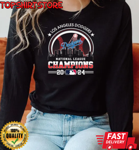 Los Angeles Dodgers National League Champions 2024 MLB Skyline T-Shirt Long Sleeved T-shirt 