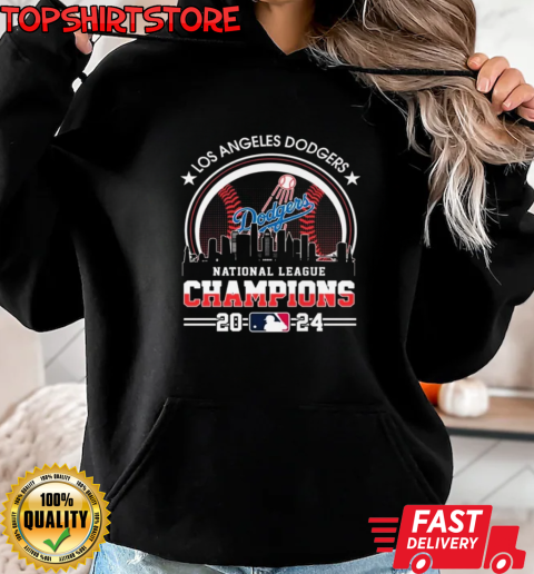 Los Angeles Dodgers National League Champions 2024 MLB Skyline T-Shirt Unisex Hoodie