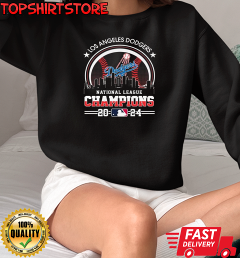 Los Angeles Dodgers National League Champions 2024 MLB Skyline T-Shirt Unisex Sweatshirt