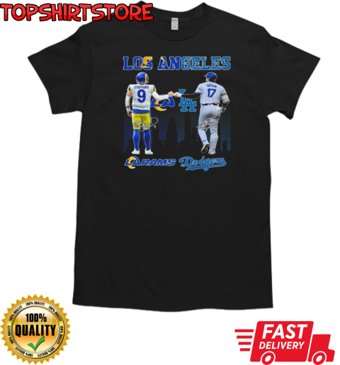 Los Angeles Rams Los Angeles Dodgers The Rivals In The City 2024 Signatures T-Shirt