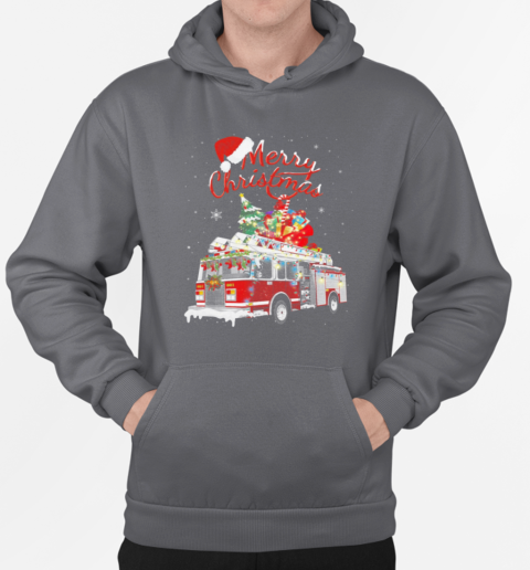 Merry Christmas Is Coming Christmas Firefighter T-Shirt Unisex Hoodie