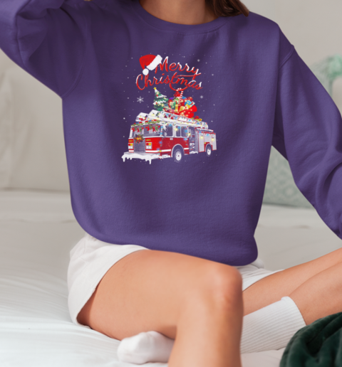 Merry Christmas Is Coming Christmas Firefighter T-Shirt Unisex Sweatshirt