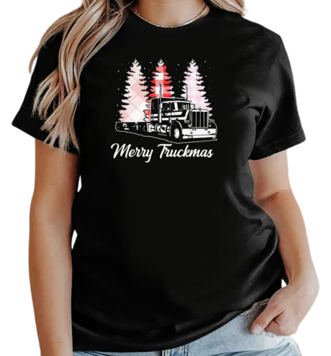 Merry Truckmas Pin Christmas Tree Cute Christmas Trucker T-Shirt Classic Women's T-shirt