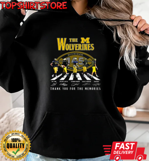 Michigan Wolverines Thank You For The Memories Of 145 Years The Wolverines Walking Signatures T-Shirt Unisex Hoodie