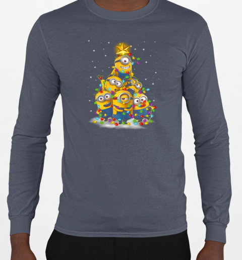 Minions Christmas Tree T-Shirt Long Sleeved T-shirt 