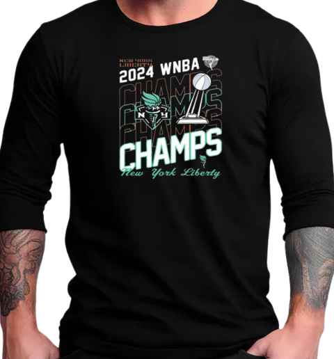 New York Liberty 2024 WNBA Finals Champions Blackwash T-Shirt Long Sleeved T-shirt 