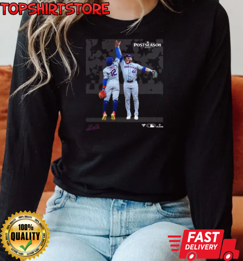 New York Mets Harrison Bader And Francisco Lindor 2024 MLB Postseason Moments T-Shirt Long Sleeved T-shirt 