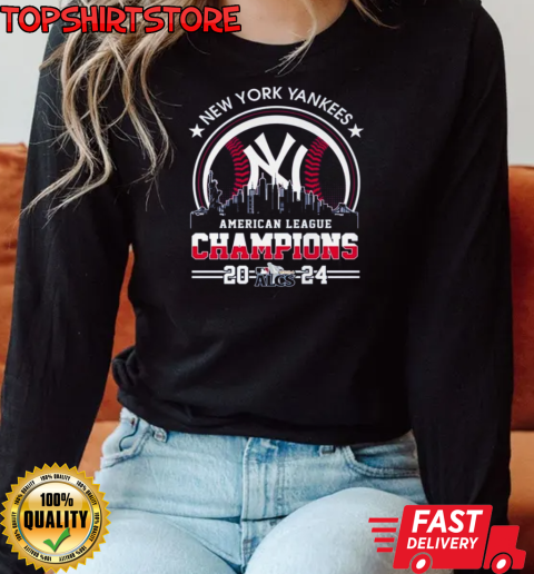 New York Yankees American League Champions 2024 Skyline World Champions T-Shirt Long Sleeved T-shirt 