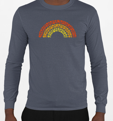 Pawtumn colors rainbow of paw prints T-Shirt Long Sleeved T-shirt 