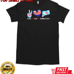 Peace Love Connecticut Flag Souvenirs US Flag T-Shirt