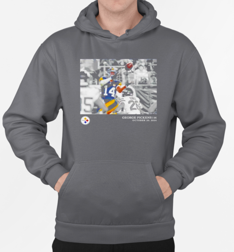 Pittsburgh Steelers George Pickens Black NFL Flash Features Week 7 Photo T-Shirt Unisex Hoodie