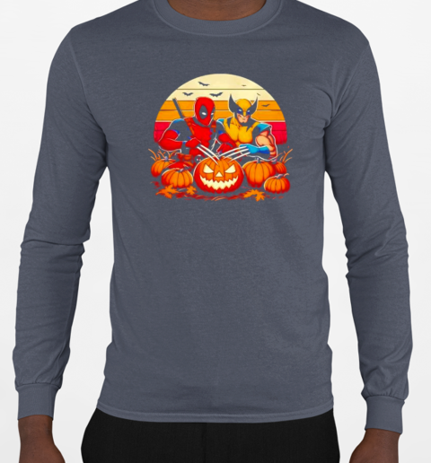 Retro Deadpool and Wolverine Halloween T-Shirt Long Sleeved T-shirt 