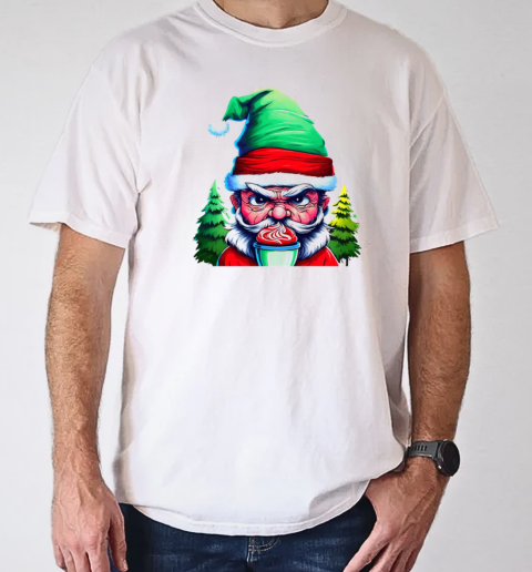 Santa Claus Illustration Drinking Hot Cocoa T-Shirt