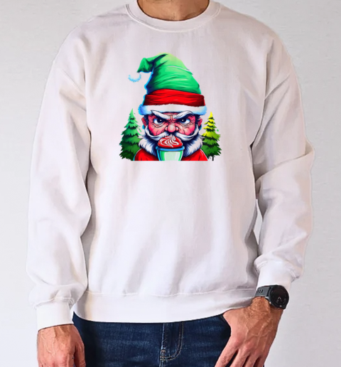 Santa Claus Illustration Drinking Hot Cocoa T-Shirt Unisex Sweatshirt