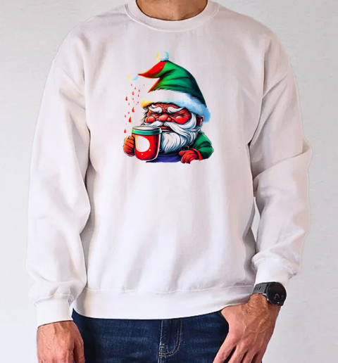 Santa Claus holding a coffee cup T-Shirt Unisex Sweatshirt