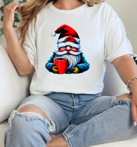 Santa Claus with Red Mug Christmas T-Shirt Classic Women's T-shirt