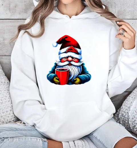 Santa Claus with Red Mug Christmas T-Shirt Unisex Hoodie