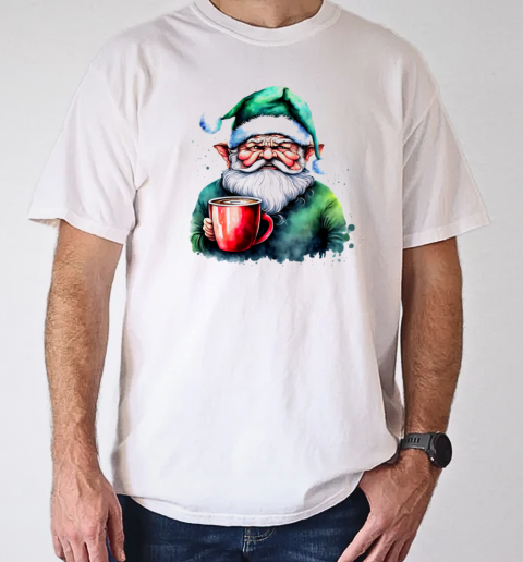 Santa Claus with a Cup of Coffee T-Shirt