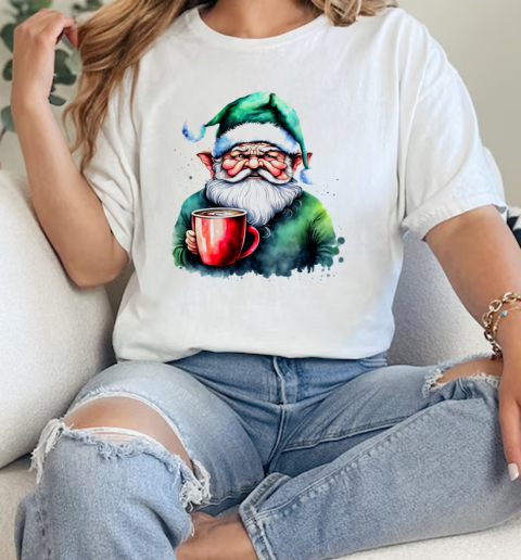 Santa Claus with a Cup of Coffee T-Shirt Classic Women's T-shirt