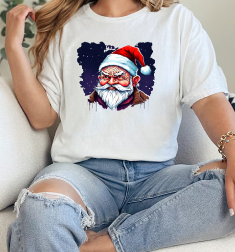 Santa Claus with white beard and red nose on a dark night T-Shirt Classic Women's T-shirt