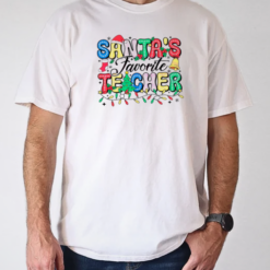 Santas favorite teacher Christmas light T-Shirt