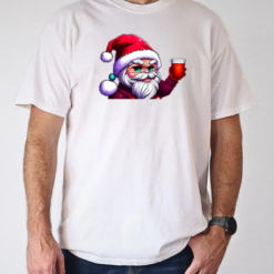 Smiling Cartoon Santa Claus with Red Cup T-Shirt