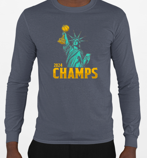 Statue Of Liberty New York Liberty 2024 WNBA Champs T-Shirt Long Sleeved T-shirt 