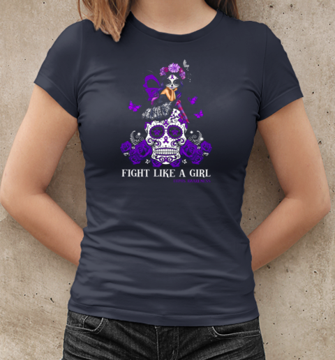 Sugar Skull Fight Like A Girl Lupus Awareness T-Shirt Classic Women's T-shirt