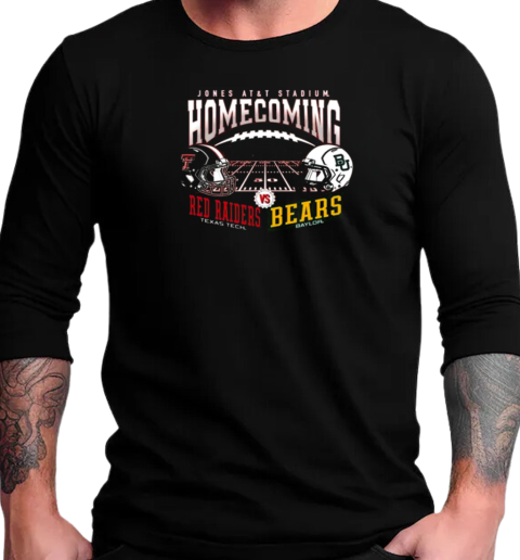 Texas Tech Red Raiders Vs Baylor Bears Helmet Jones AT T-Shirt Long Sleeved T-shirt 