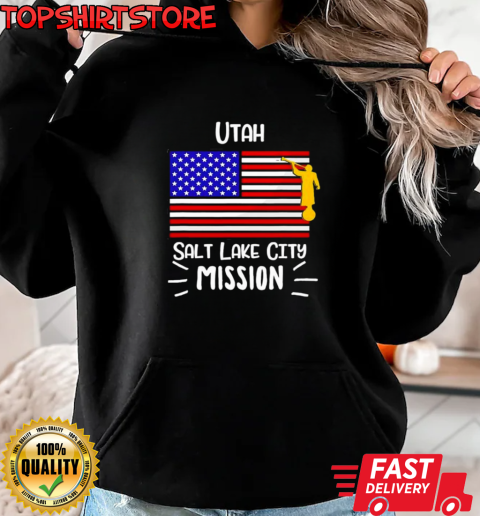 Utah Salt Lake City Mormon Lds Mission Missionary US Flag T-Shirt Unisex Hoodie