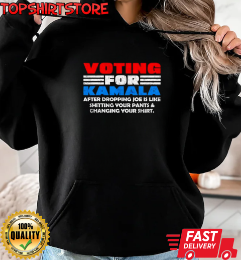 Voting for Kamala Harris after dropping Joe Biden Trump 2024 T-Shirt Unisex Hoodie