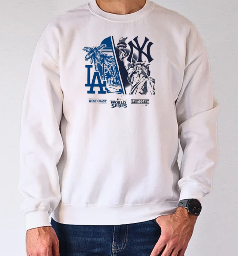 West Coast Los Angeles Dodgers vs. East Coast New York Yankees '47 Ash 2024 World Series T-Shirt Unisex Sweatshirt