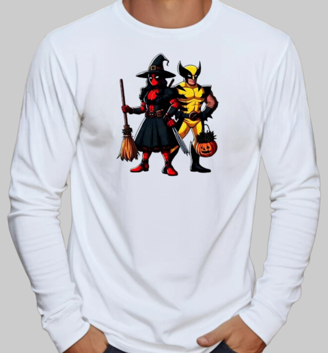 Witch Deadpool and Wolverine Halloween T-Shirt Long Sleeved T-shirt 